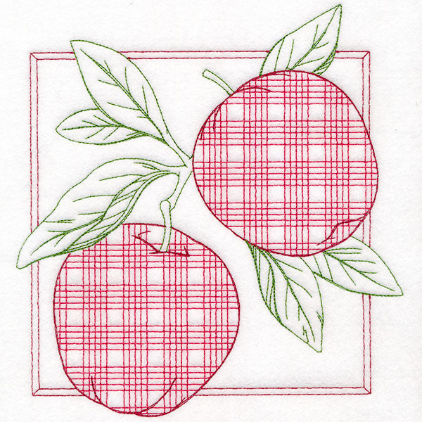 Retro Gingham Fruit -Apples