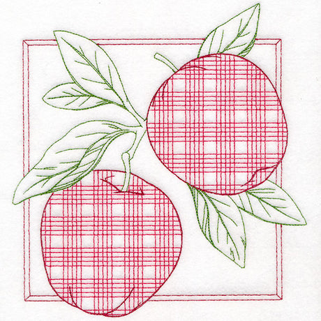 Retro Gingham Fruit -Apples