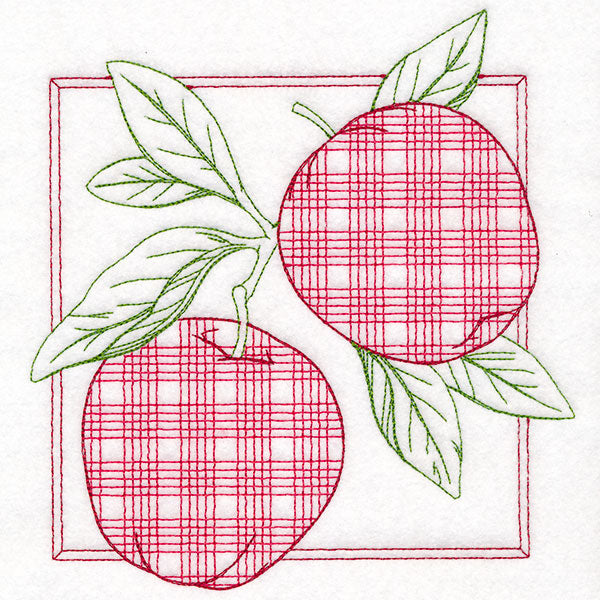 Retro Gingham Fruit -Apples
