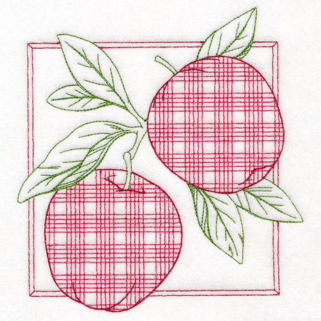 Retro Gingham Fruit -Apples