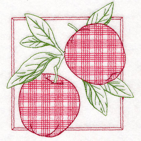 Retro Gingham Fruit -Apples
