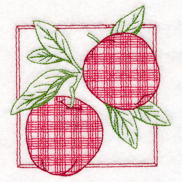 Retro Gingham Fruit -Apples