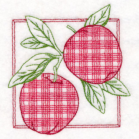 Retro Gingham Fruit -Apples