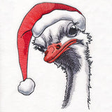 Moody Christmas Ostrich in Santa Hat