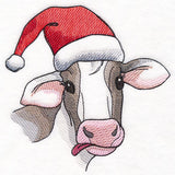 Moo-y Christmas Cow in Santa Hat