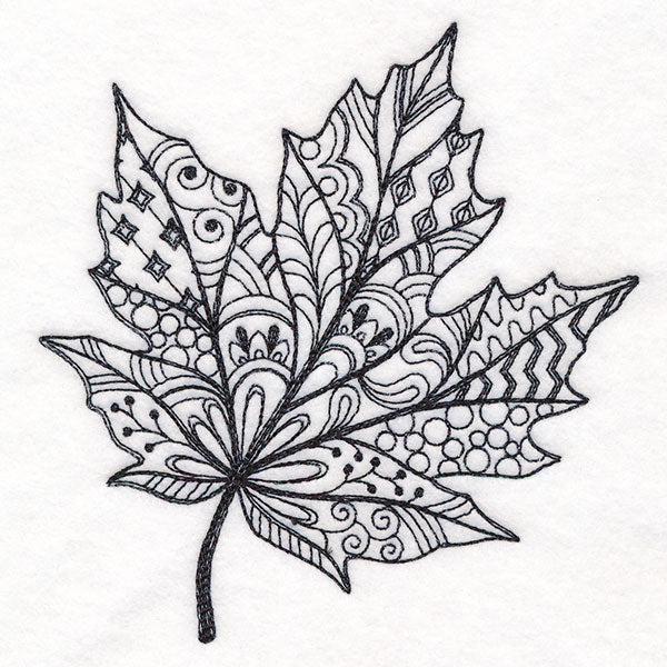 Doodle Treasures - Maple Leaf (Blackwork)