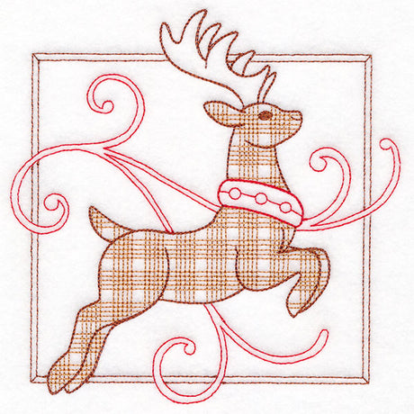 Retro Gingham Christmas Reindeer