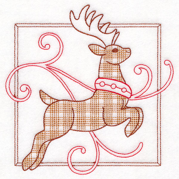 Retro Gingham Christmas Reindeer