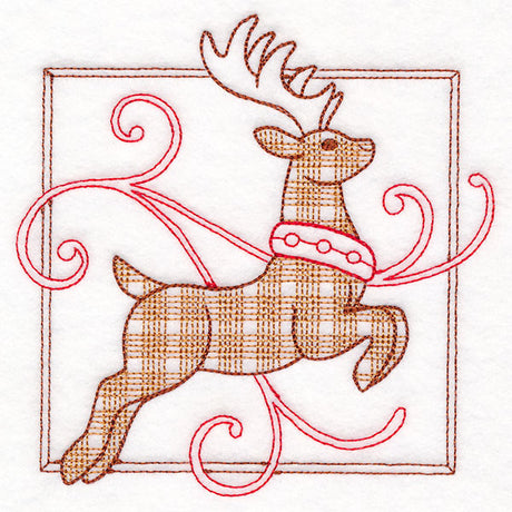 Retro Gingham Christmas Reindeer
