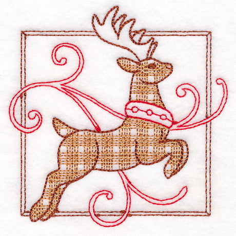 Retro Gingham Christmas Reindeer