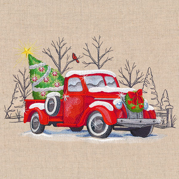 Classic Christmas Retro Truck Scene