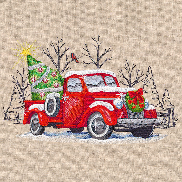 Classic Christmas Retro Truck Scene