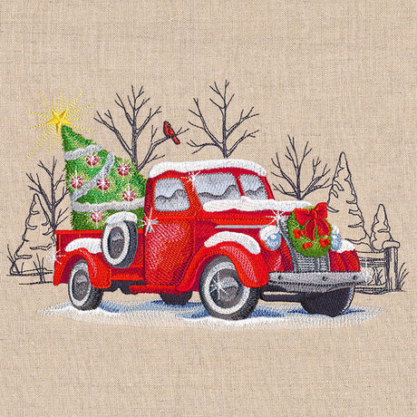 Classic Christmas Retro Truck Scene