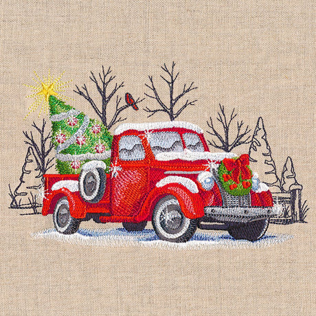 Classic Christmas Retro Truck Scene