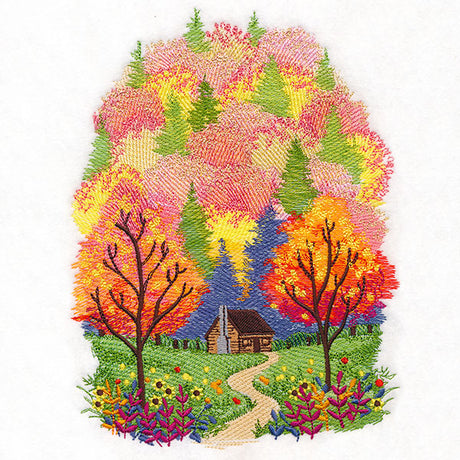 Fall in the Forest Cabin Scene