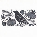 Raven in Fall Flourishes Border