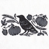 Raven in Fall Flourishes Border