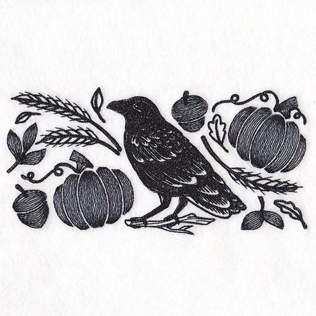 Raven in Fall Flourishes Border