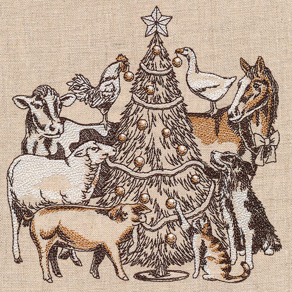 Trim the Christmas Tree Farm Animals Etching