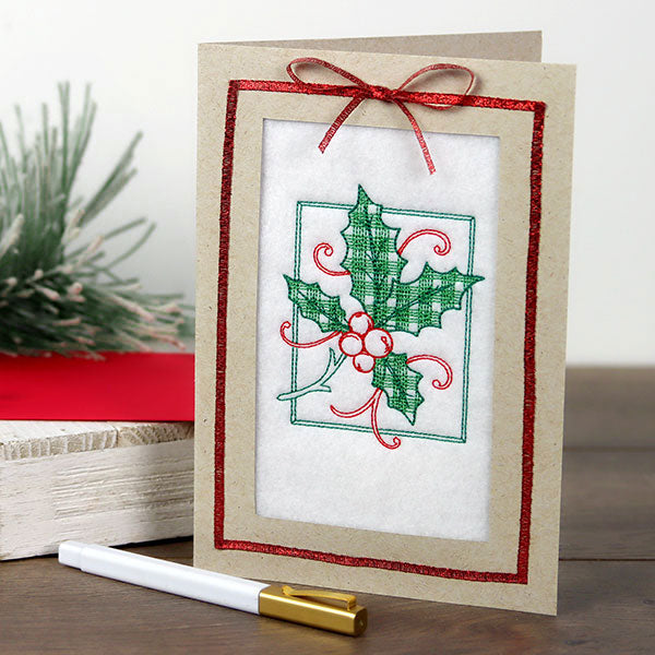 Retro Gingham Christmas Holly