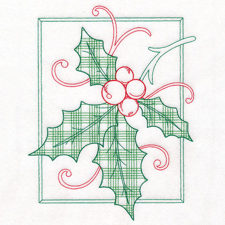 Retro Gingham Christmas Holly