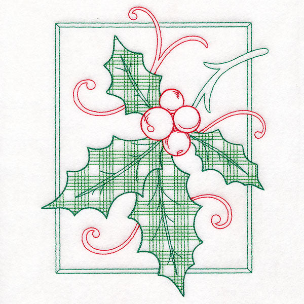 Retro Gingham Christmas Holly