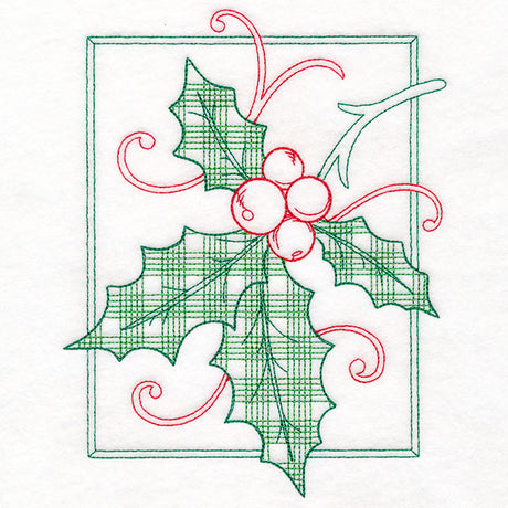 Retro Gingham Christmas Holly