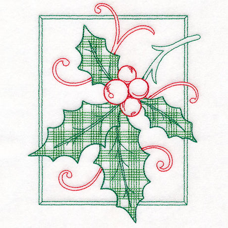 Retro Gingham Christmas Holly