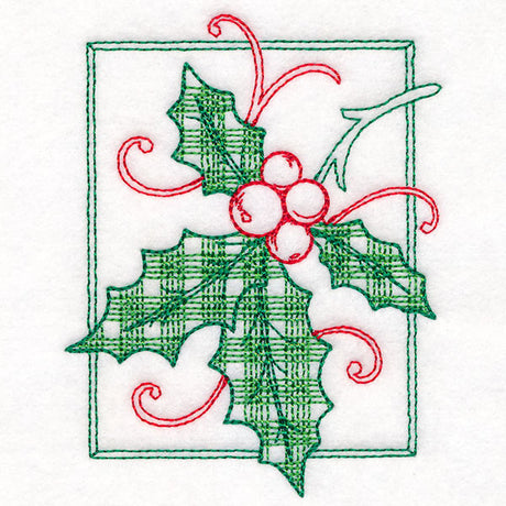 Retro Gingham Christmas Holly