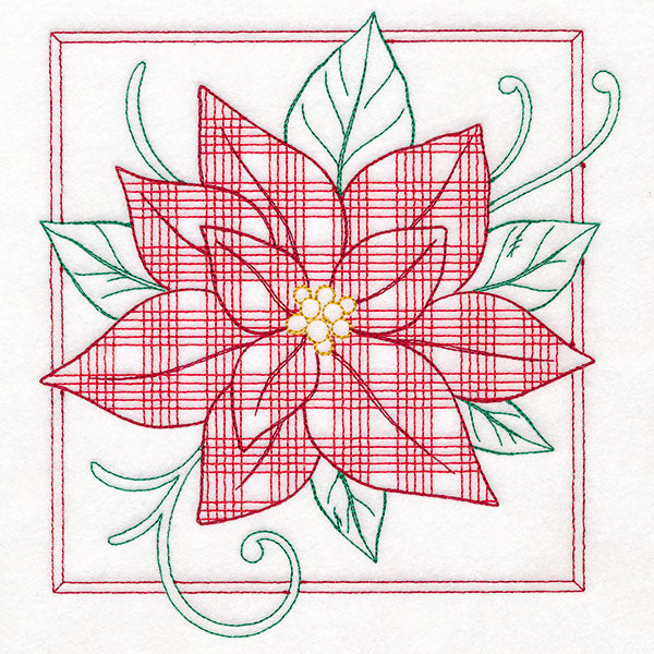 Retro Gingham Christmas Poinsettia