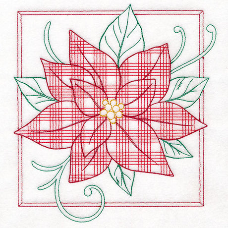 Retro Gingham Christmas Poinsettia