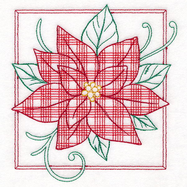 Retro Gingham Christmas Poinsettia