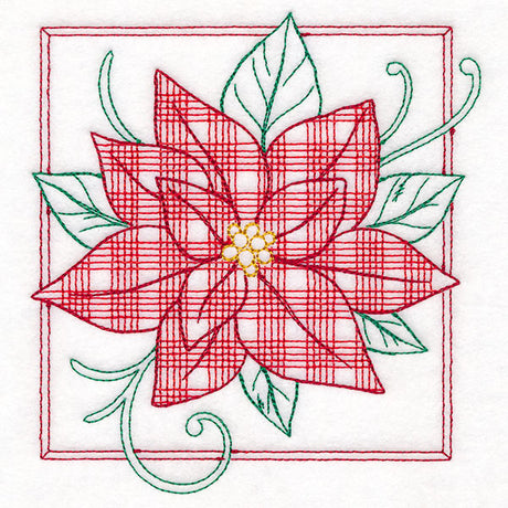 Retro Gingham Christmas Poinsettia