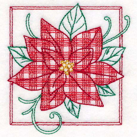 Retro Gingham Christmas Poinsettia