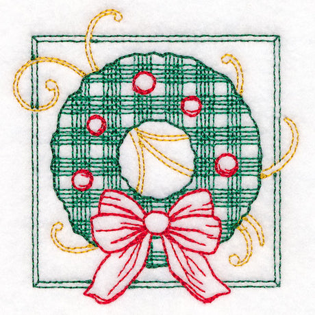 Retro Gingham Christmas Wreath