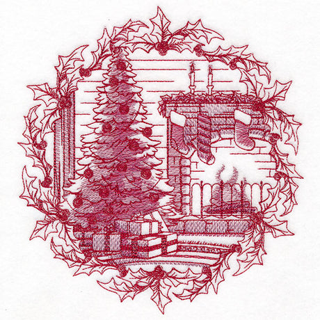 Toile a Goodnight Christmas Scene Etching