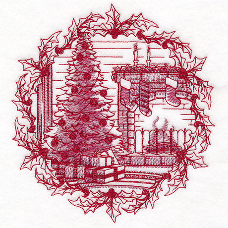 Toile a Goodnight Christmas Scene Etching