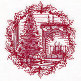 Toile a Goodnight Christmas Scene Etching