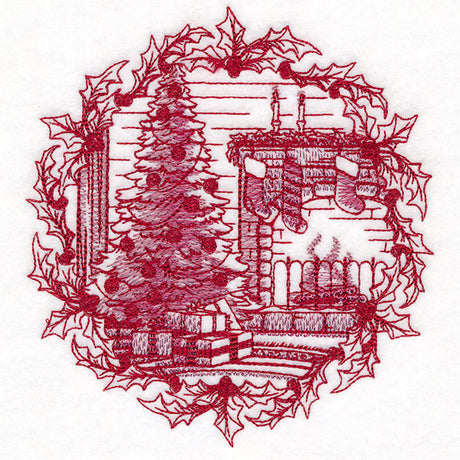 Toile a Goodnight Christmas Scene Etching