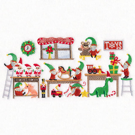 North Pole Workshop Shenanigans Gnome Border