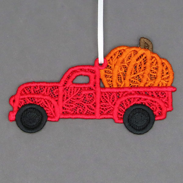 Be My Pumpkin Retro Truck Ornament (Lace)