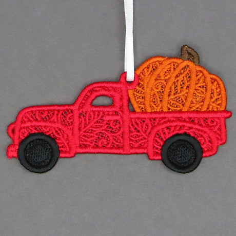 Be My Pumpkin Retro Truck Ornament (Lace)