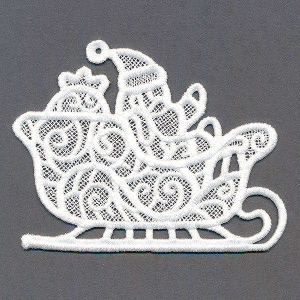 Merry Santa's Flight Sleigh Bunting (Lace)