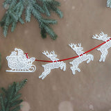 Merry Santa's Flight Reindeer Bunting 2 (Lace)