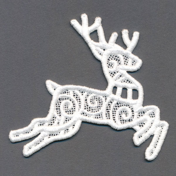 Merry Santa's Flight Reindeer Bunting 2 (Lace)