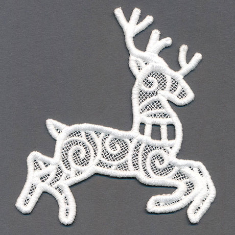 Merry Santa's Flight Reindeer Bunting 1 (Lace)