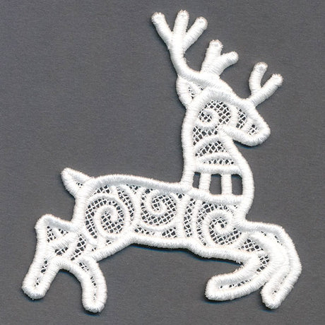 Merry Santa's Flight Reindeer Bunting 1 (Lace)