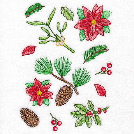 Perfectly Repeatable Christmas Poinsettias & Botanicals