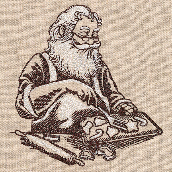 Baking for Christmas Santa Etching