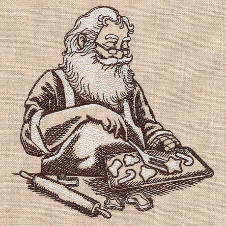 Baking for Christmas Santa Etching